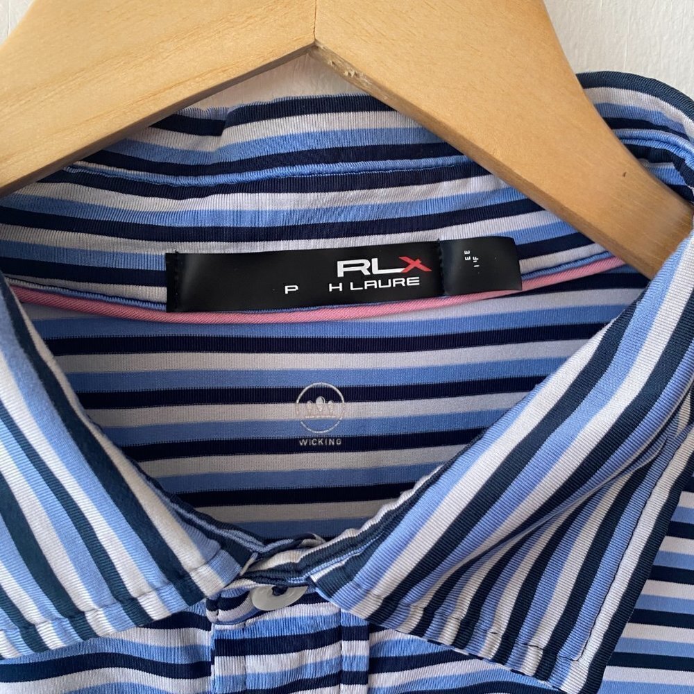 Ralph Lauren X Polo Shirt Mens XL Blue Striped Short Sleeve Collared Preppy Golf - Picture 4 of 6